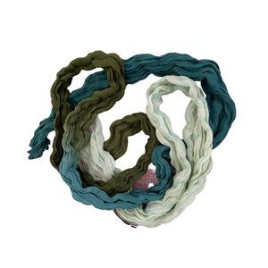 NADA White Blue Green Gauze Crinkle Scarf